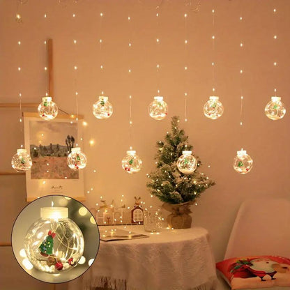 Curtain Led Light for Christmas: Wishing Ball, Old Man Snowman Christmas Tree Hanging