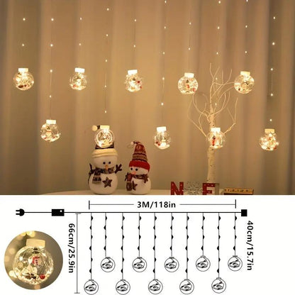 Curtain Led Light for Christmas: Wishing Ball, Old Man Snowman Christmas Tree Hanging